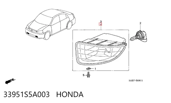 Фара противотуманная левая 33951S5A003 Honda