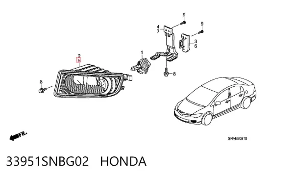 Фара противотуманная левая 33951SNBG02 Honda