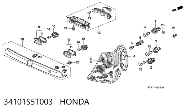 Фонарь подсветки номерного знака 34101S5T003 Honda