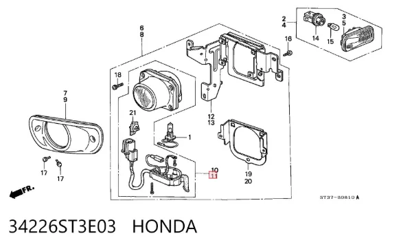 Фара противотуманная левая 34226ST3E03 Honda