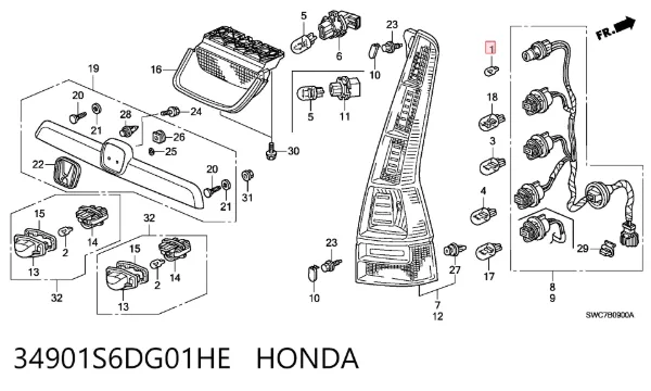 Лампочка поворота 34901S6DG01HE Honda