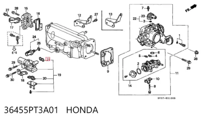 Прокладка клапана (регулятора) холостого хода HONDA 36455PT3A01