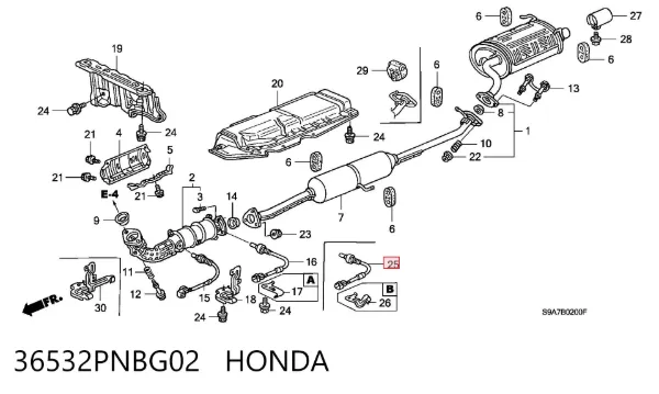 Датчик кислорода после катализатора 36532PNBG02 Honda