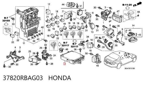 Блок управления двигателем 37820RBAG03 Honda