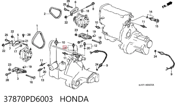 Датчик температуры охлаждающей жидкости 37870PD6003 Honda