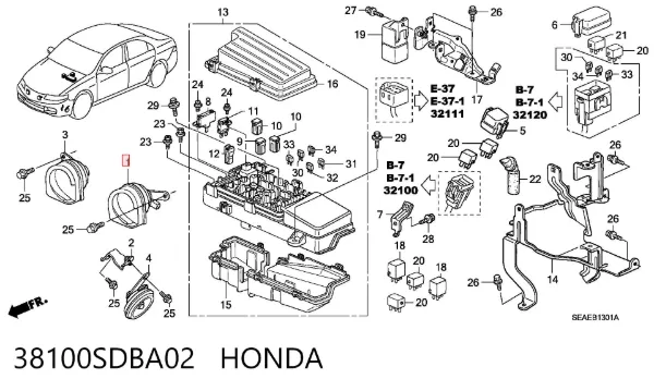 Звуковой сигнал 38100SDBA02 Honda
