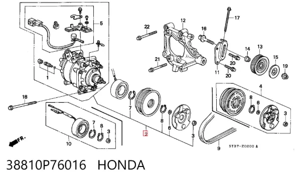 Компрессор кондиционера 38810P76016 Honda