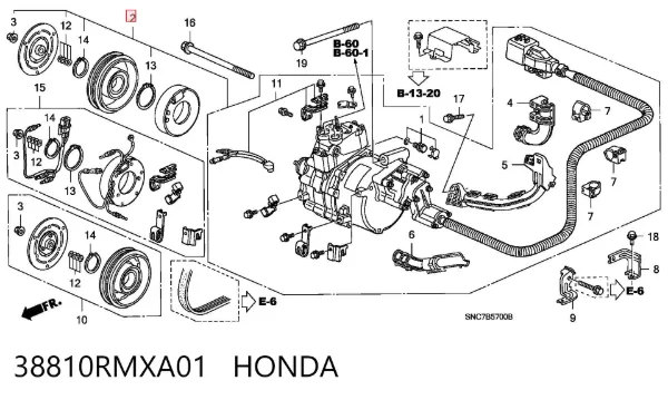 Компрессор кондиционера 38810RMXA01 Honda
