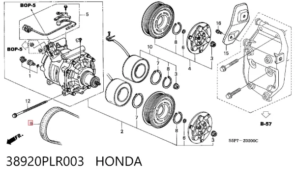 Ремень генератора 38920PLR003 Honda