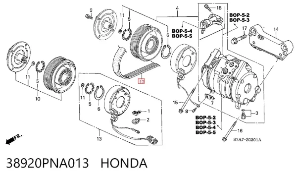 Ремень генератора 38920PNA013 Honda