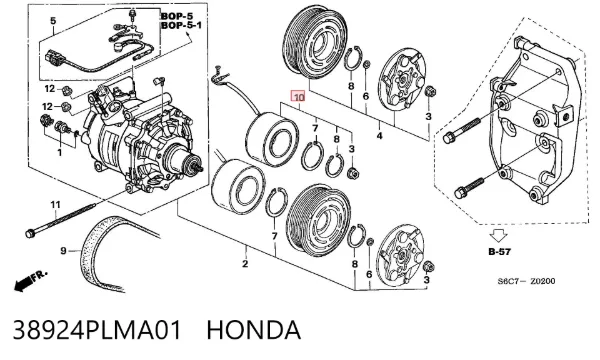 Муфта компрессора кондиционера 38924PLMA01 Honda