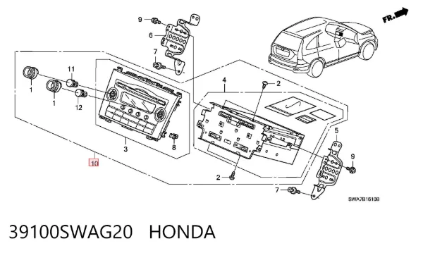 Магнитола 39100SWAG20 Honda