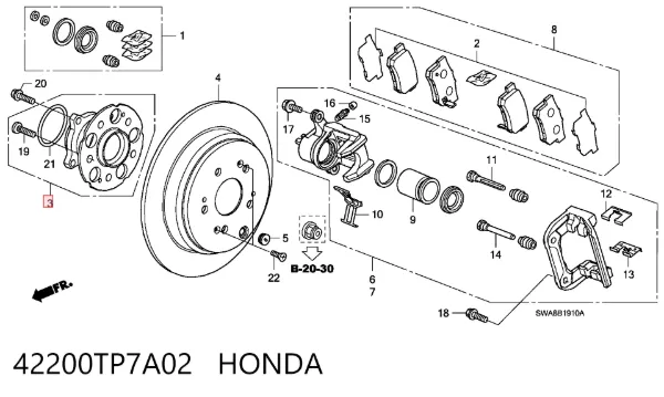 Задняя ступица 42200TP7A02 Honda
