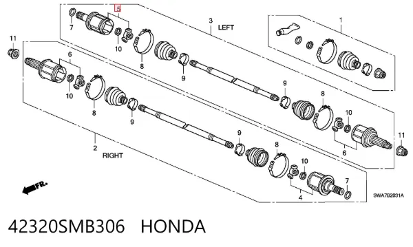 ШРУС внутренний задний 42320SMB306 Honda
