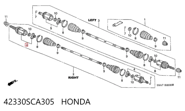 ШРУС наружный задний 42330SCA305 Honda