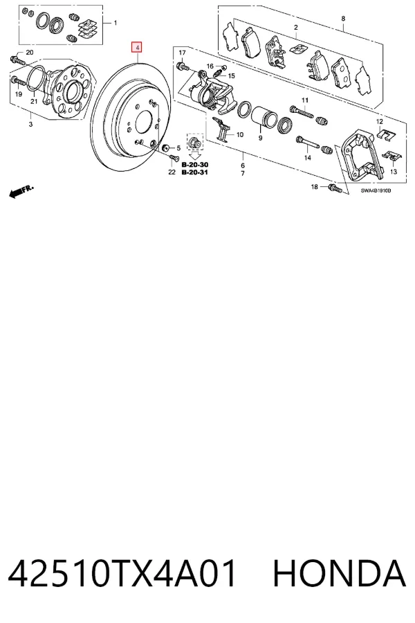 Тормозные диски 42510TX4A01 Honda