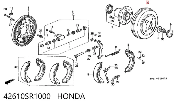 Тормозной барабан 42610SR1000 Honda