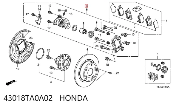 Суппорт задний правый 43018TA0A02 Honda