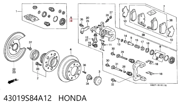 Суппорт задний левый 43019S84A12 Honda