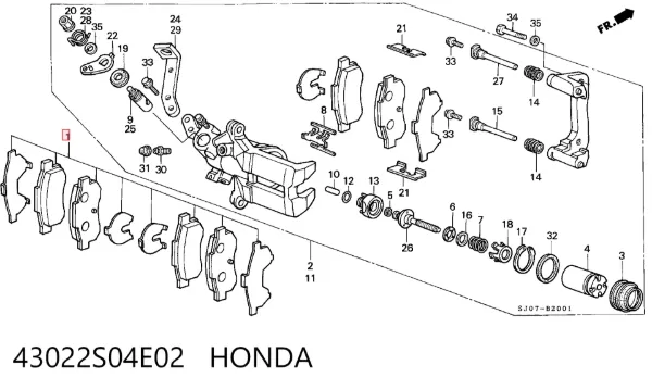 Задние тормозные колодки 43022S04E02 Honda