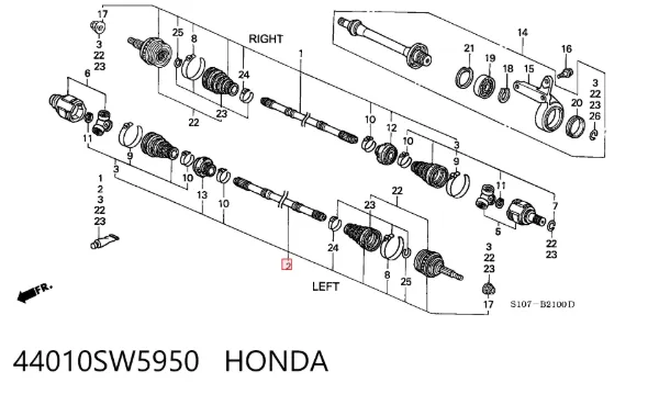 Левая полуось 44010SW5950 Honda
