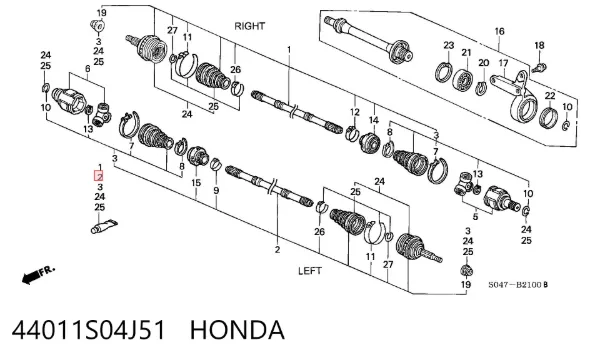ШРУС наружный передний 44011S04J51 Honda