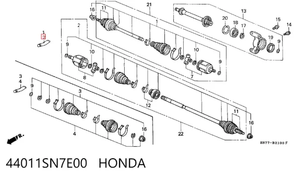 Левая полуось 44011SN7E00 Honda