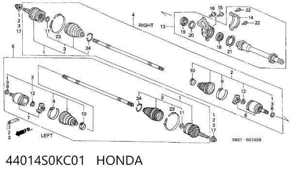 ШРУС наружный передний 44014S0KC01 Honda
