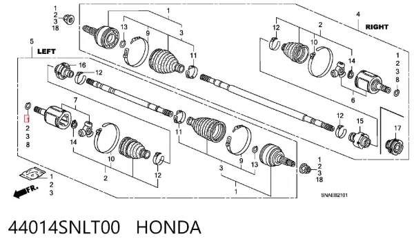ШРУС наружный передний 44014SNLT00 Honda