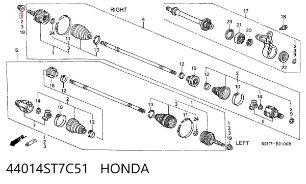 ШРУС наружный передний 44014ST7C51 Honda
