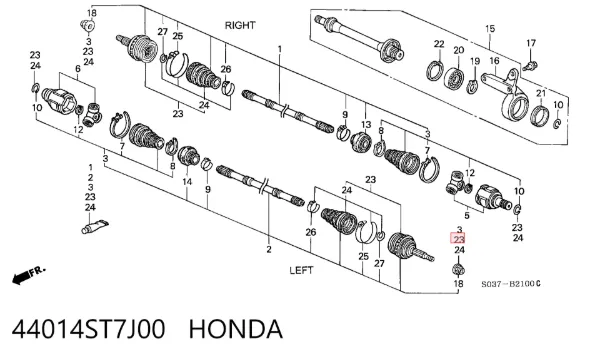 ШРУС наружный передний 44014ST7J00 Honda