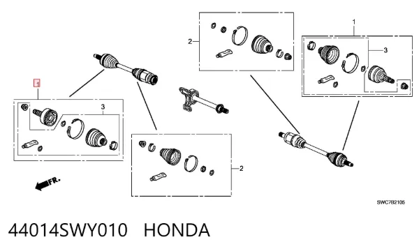 ШРУС наружный передний 44014SWY010 Honda