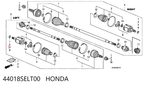 Пыльник ШРУСа наружный 44018SELT00 Honda