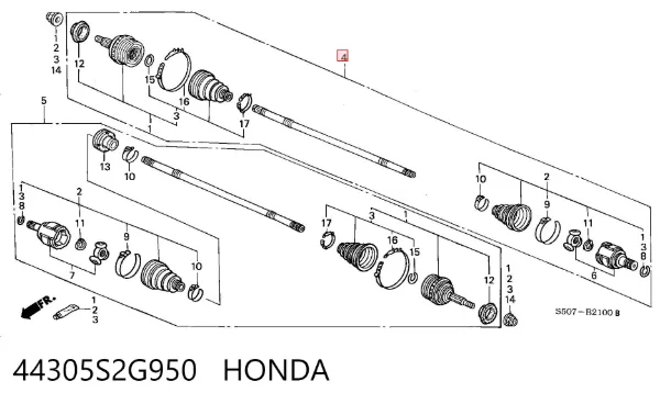Правая полуось 44305S2G950 Honda