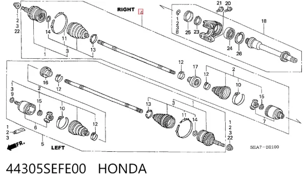 Правая полуось 44305SEFE00 Honda