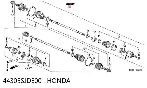 Левая полуось 44305SJDE00 Honda