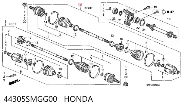 Правая полуось 44305SMGG00 Honda