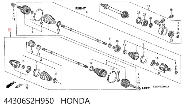 Левая полуось 44306S2H950 Honda