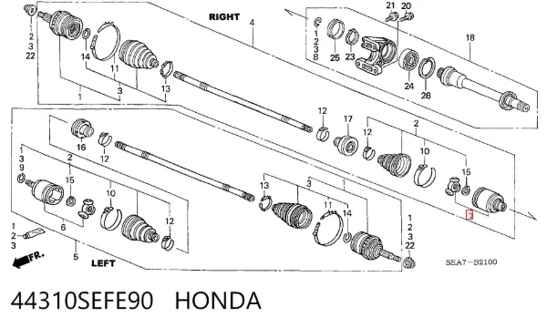 ШРУС внутренний правый 44310SEFE90 Honda