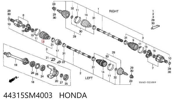 Пыльник ШРУСа внутренний 44315SM4003 Honda