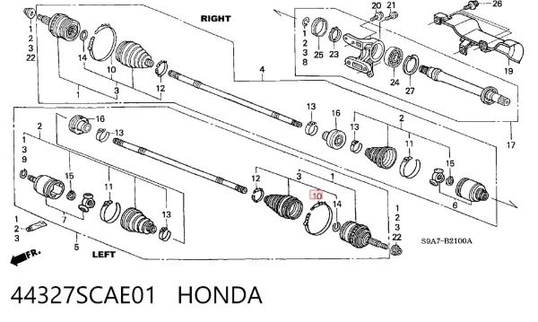 Торсион передний правый 44327SCAE01 Honda