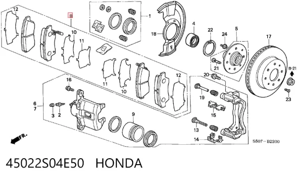 Передние тормозные колодки 45022S04E50 Honda
