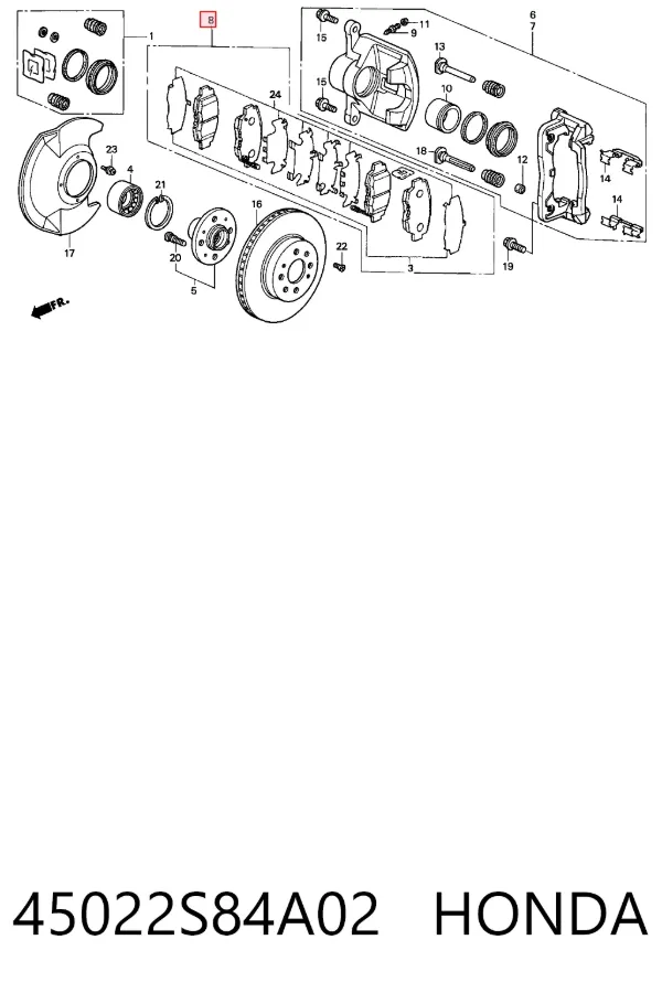 Передние тормозные колодки 45022S84A02 Honda
