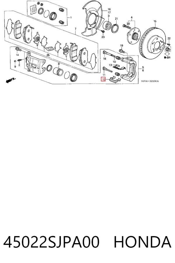 Передние тормозные колодки 45022SJPA00 Honda