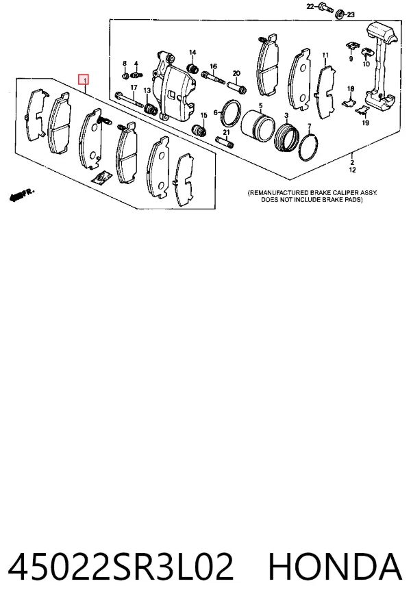 Передние тормозные колодки 45022SR3L02 Honda