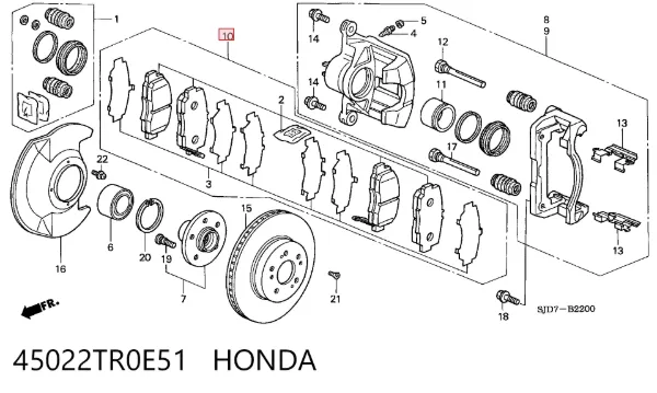 Передние тормозные колодки 45022TR0E51 Honda