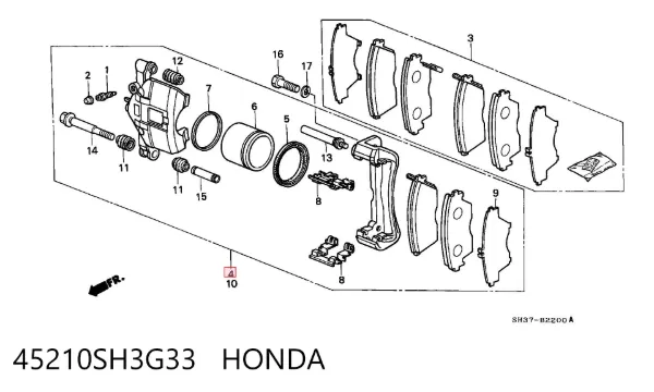 Ремкомплект переднего суппорта 45210SH3G33 Honda