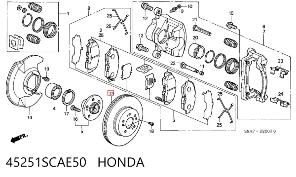 Передние тормозные диски 45251SCAE50 Honda