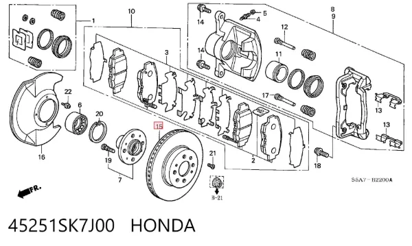 Передние тормозные диски 45251SK7J00 Honda