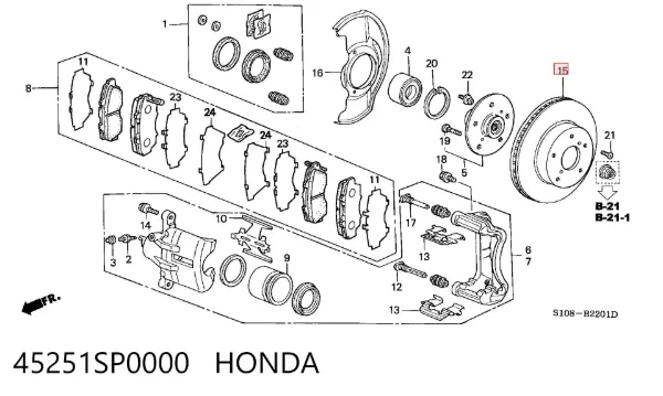Передние тормозные диски 45251SP0000 Honda